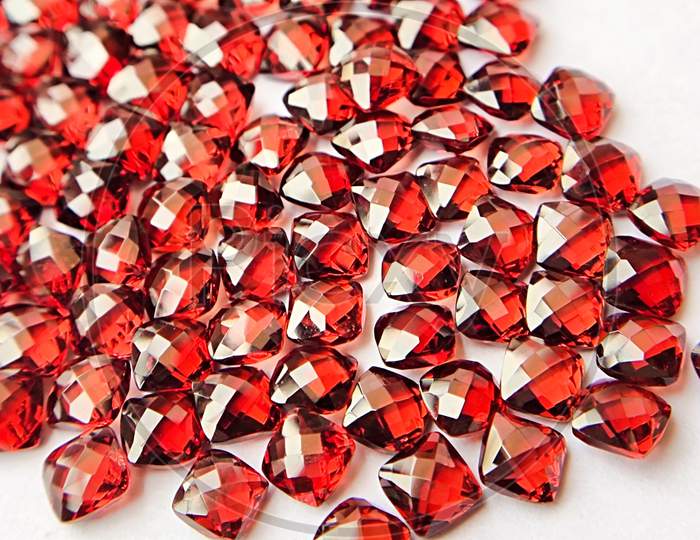 Red Garnet gemstone cushion shape briolette