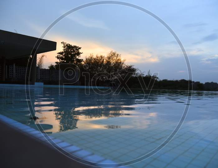 Rooftop Infinity Swimming Pool Of Resort.