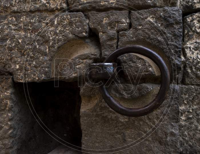 Close Shot Of Metal Ring Isolated In Kalaburagi Fort Back Entrance Gate