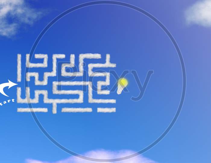 Cloud Shape Of Labyrinth Or Maze Start