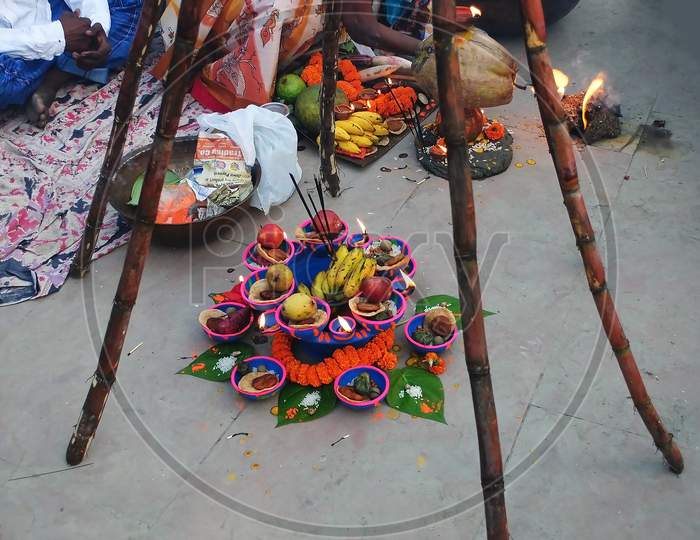 The decoration in Chat festival by the devotees.