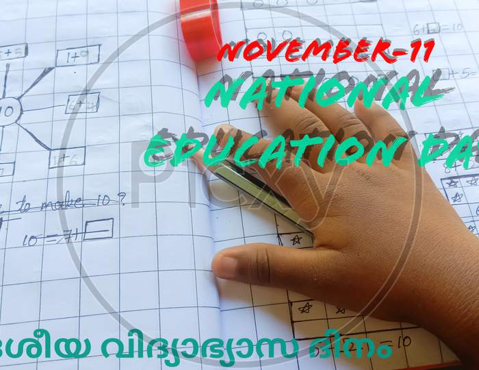 November-11 National Education Day concept with book,pencil, sharpener and more