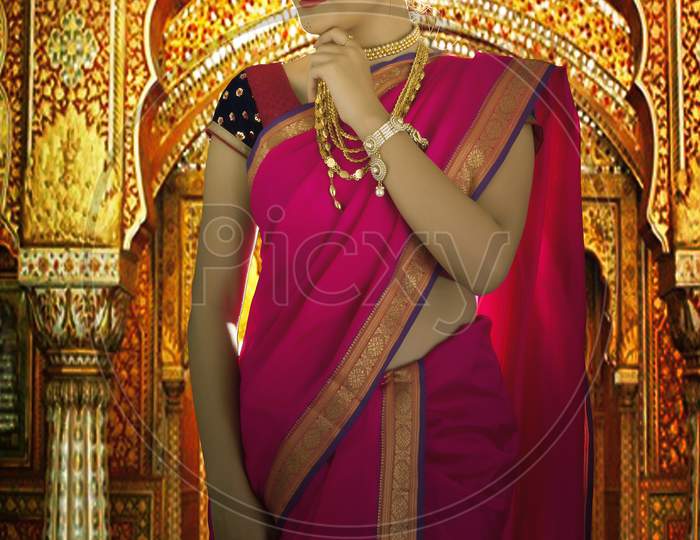 Beautiful young Indian woman in Saree