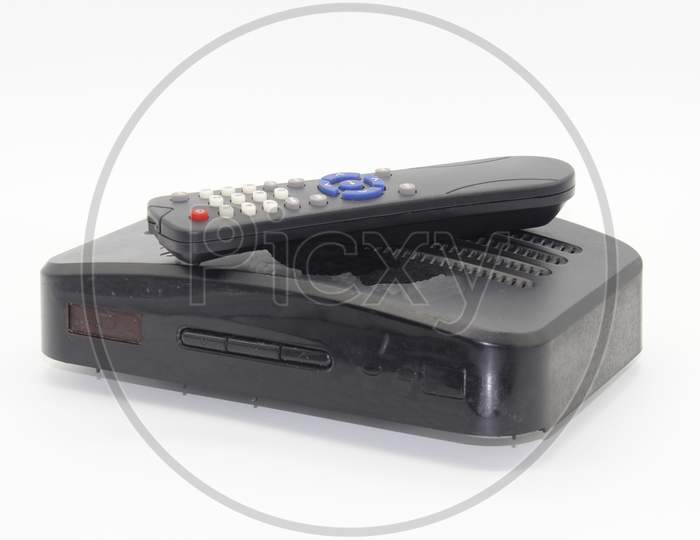 Tv Set Top Box Isolated On White Background With Selective Focus