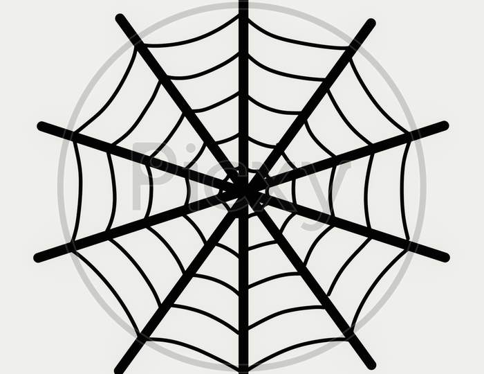 Simple Illustration Drawing Of Spider Web With White Background