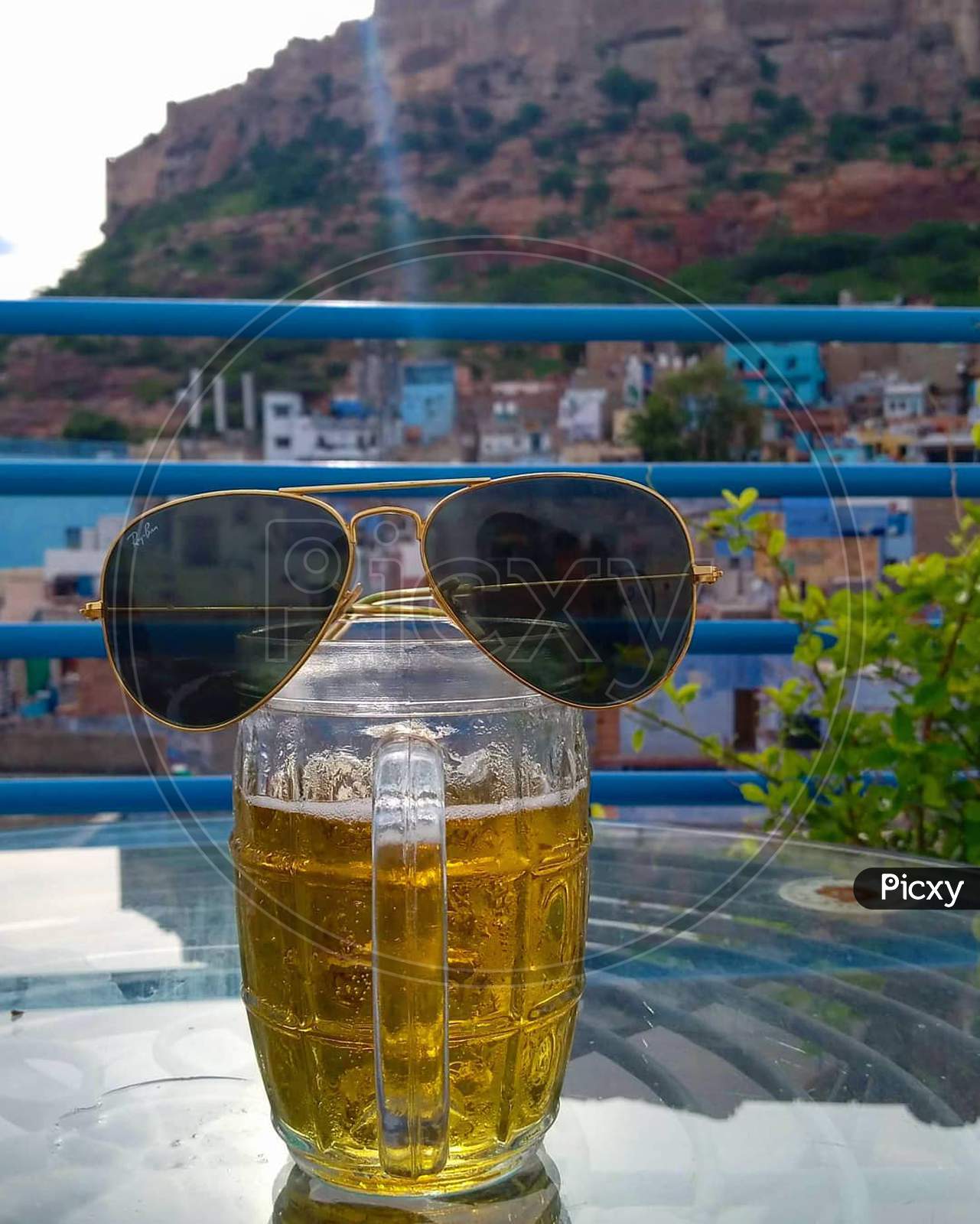 Sunglasses and beer