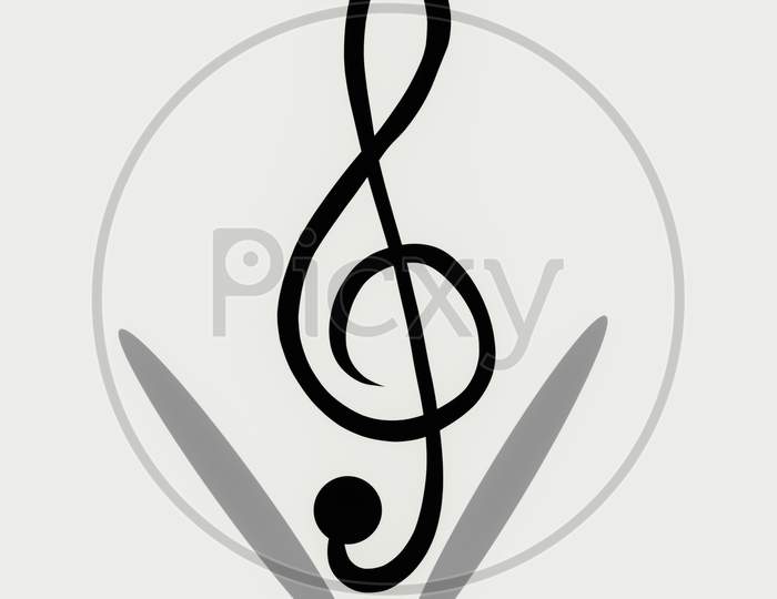 Illustration Drawing Of Musical Sign With White Background