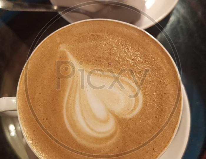 Cappuccino with heart shaped