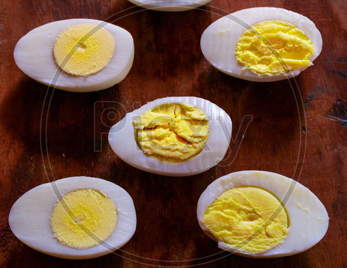 Sliced Boiled Eggs On The Table