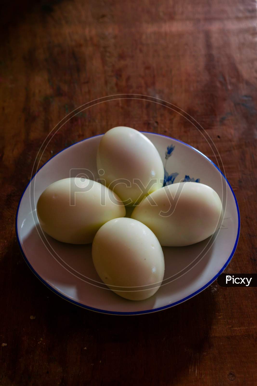 Boiled Eggs In A White Plate