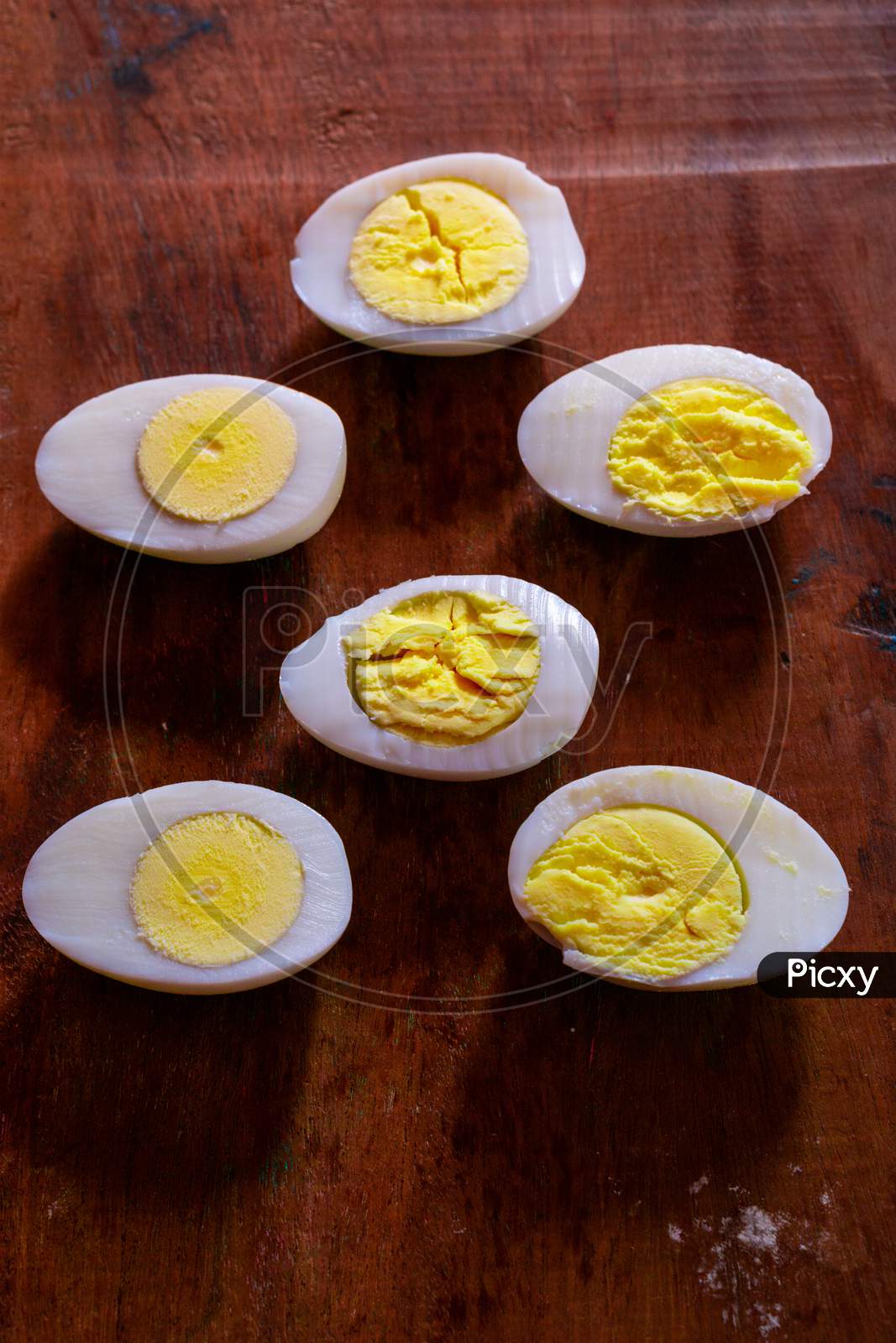 Sliced Boiled Eggs On The Table