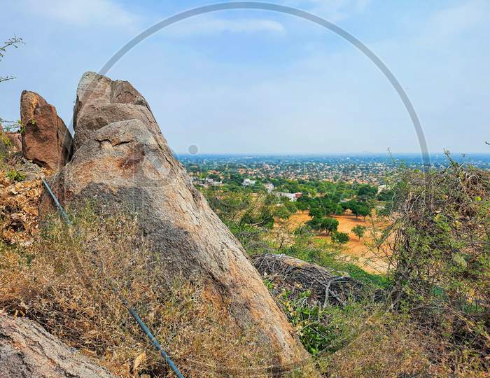Rocks On Hill With Earth Horizon Travel In India