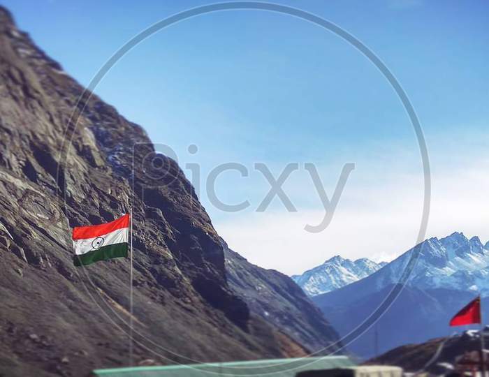 Flag in Himalayas