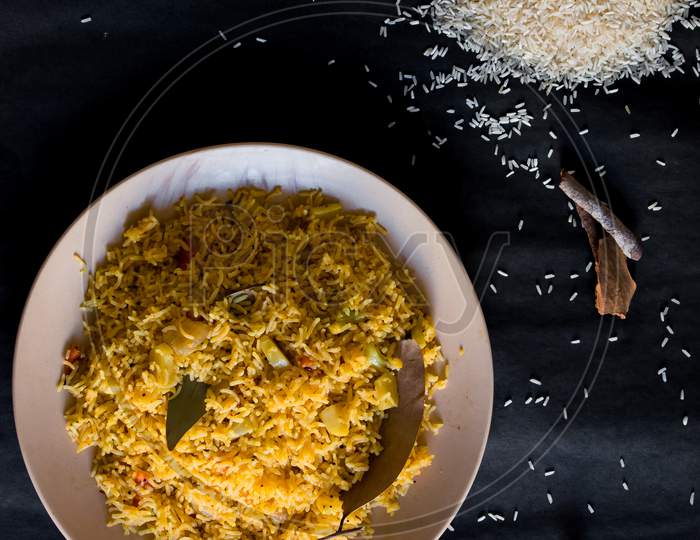 Cooked Rice With Ingredients Healthy Recipe