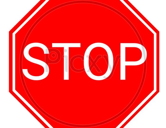 Stop Sign Isolated With White Background.