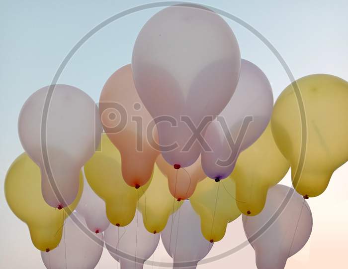 Colorful Balloon Stock With Gas On The Sky