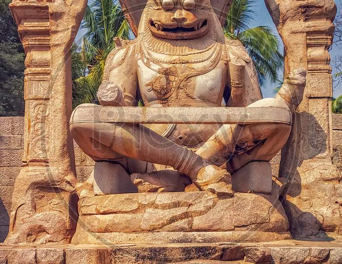 Famous Narasimha statue at Hampi