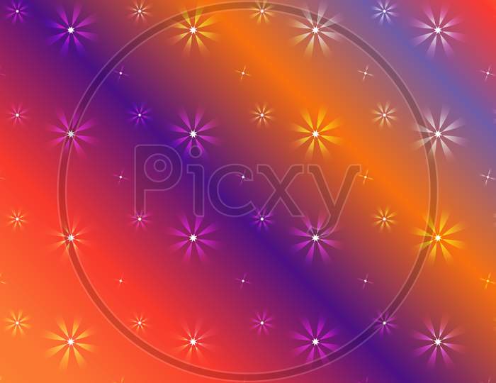 Gradient Color Abstract Light Background With Glittery Colored Shiny Bokeh Stars.