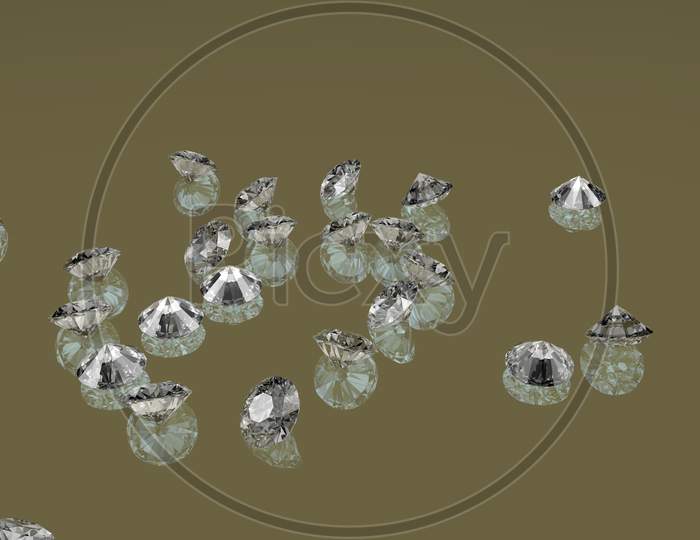 Shiny Gemstone Diamond Crystal On Greyish Background