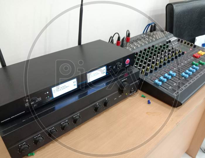 Wireless Microphone Machine And Mixing Desk