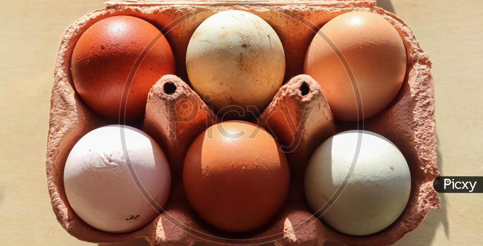 Selective Focus View At A Box With Eggs In Different Colors