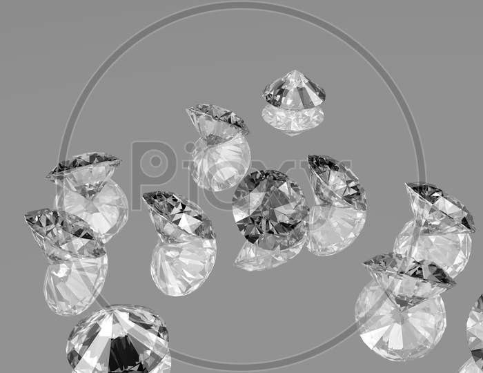 Shiny Gemstone Diamond Crystal On Grey Background