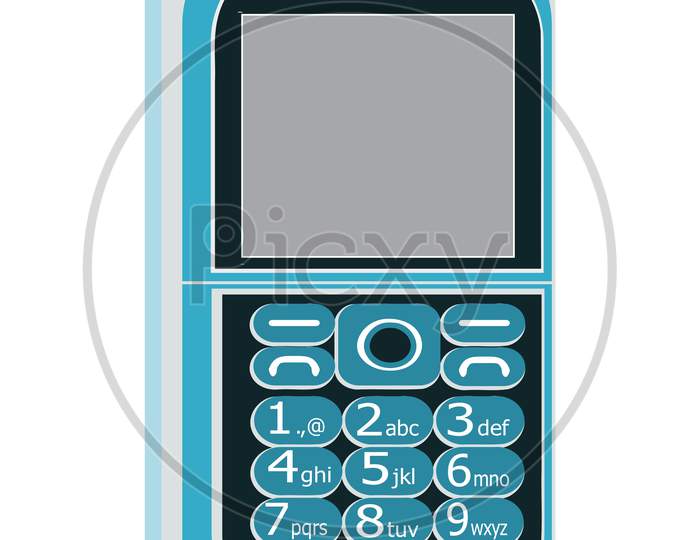 Blue color, keypad mobile phone, vector graphic design having in white background.
