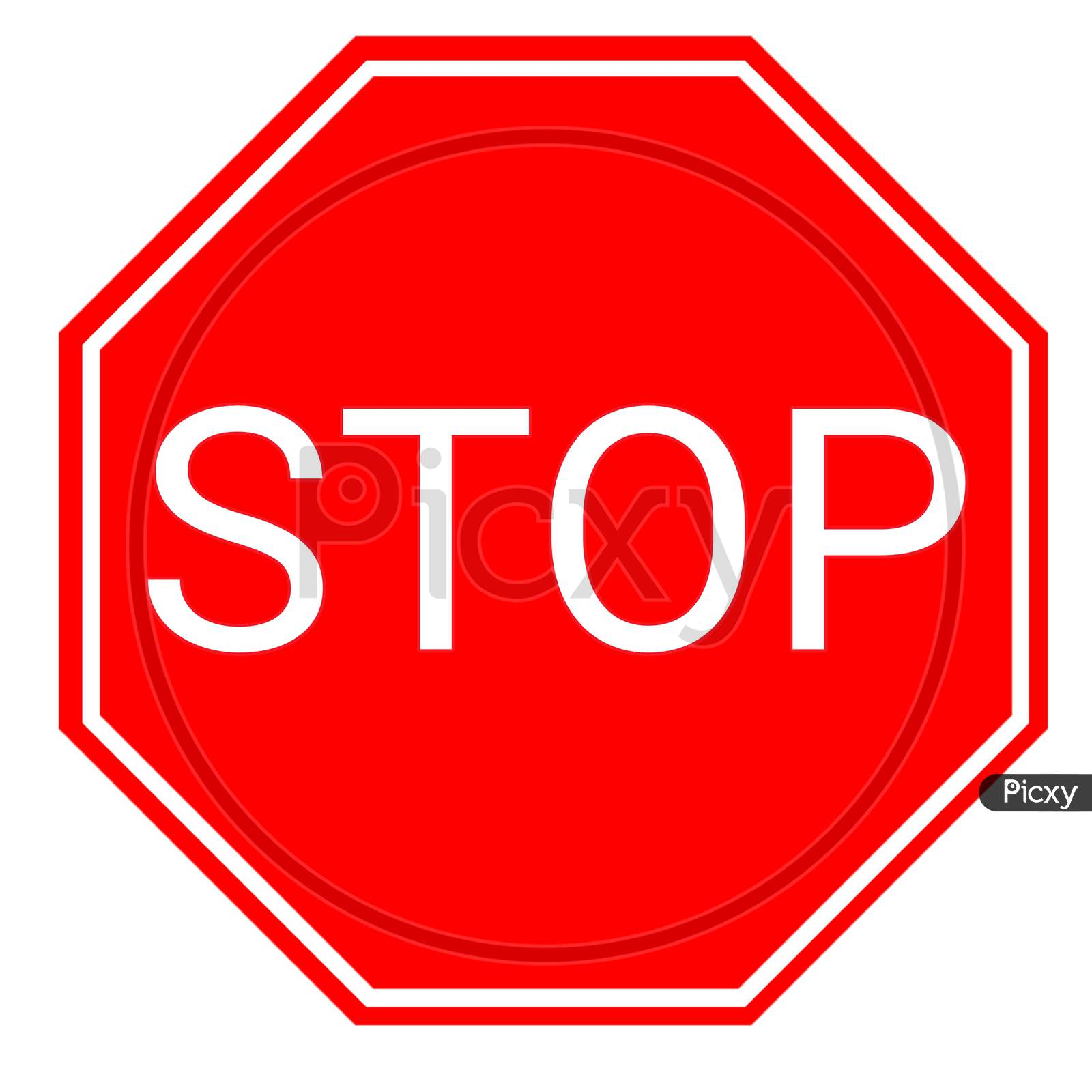 Stop Sign Isolated With White Background.