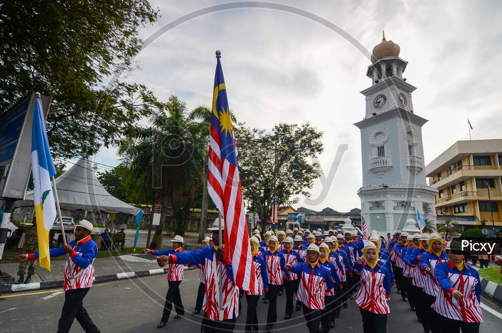 Celebration Malaysia National Day Near Clock Tower
