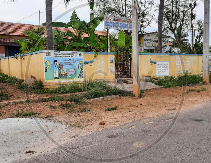 Closeup of Village Government Junior Primary School Building at Chiikkagangavaadi