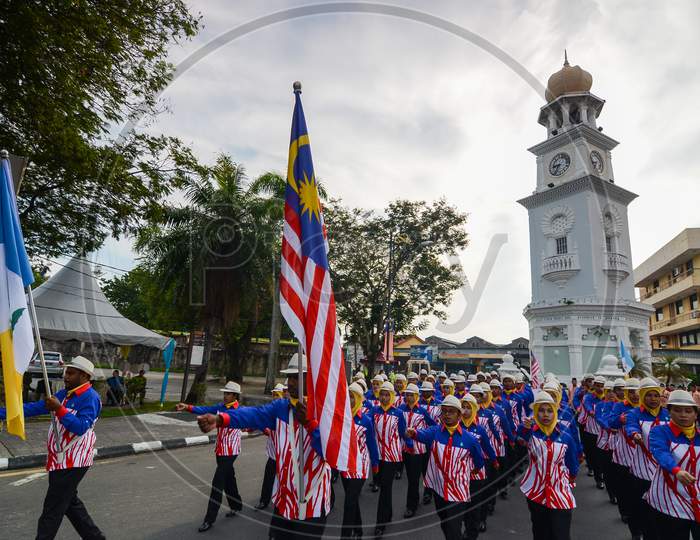 Celebration Malaysia National Day Near Clock Tower