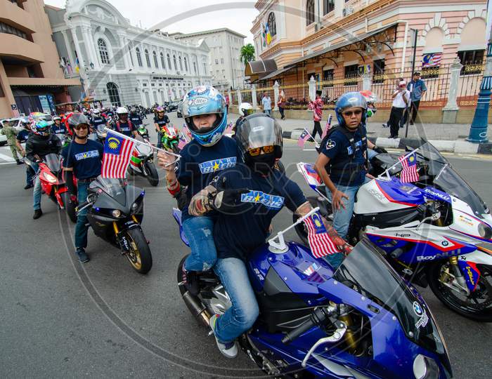 Motorcyclist Participate Independence Parade