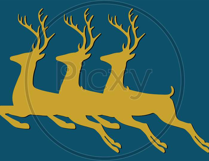 Sketch Silhouette Of Running Deer Christmas Design Element Editable Illustration