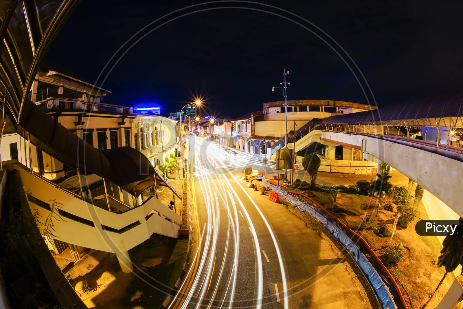 Light Trail Of Vehicle At Penang Road At Night