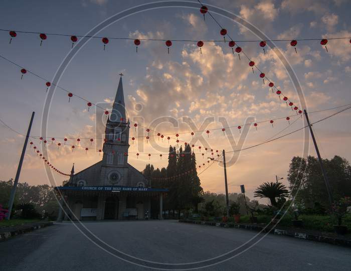 Church Of The Holy Name Of Mary In Morning Sunrise