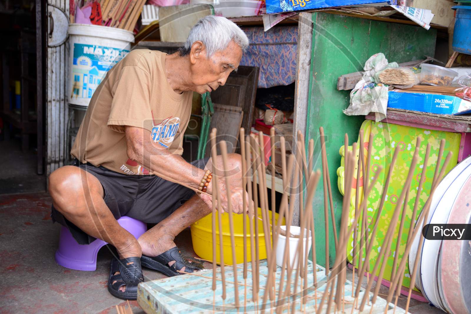 Last Heritage Craftman Of Handmade Joss Stick Maker In Penang