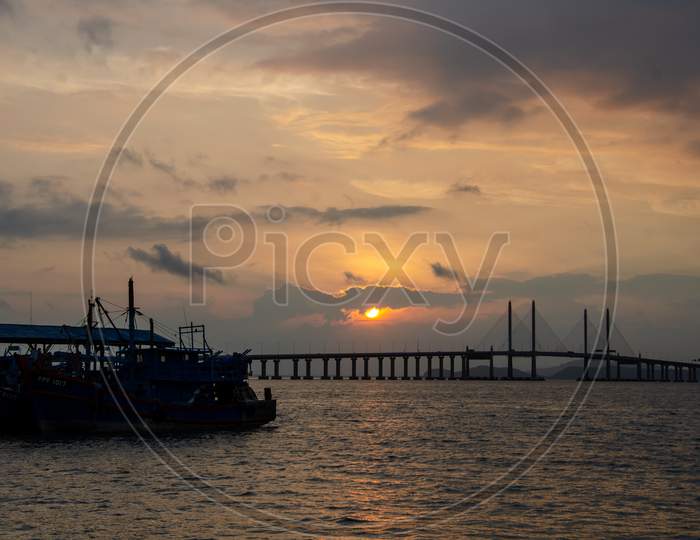 Penang Second Bridge Near Batu Maung Fishing Jetty