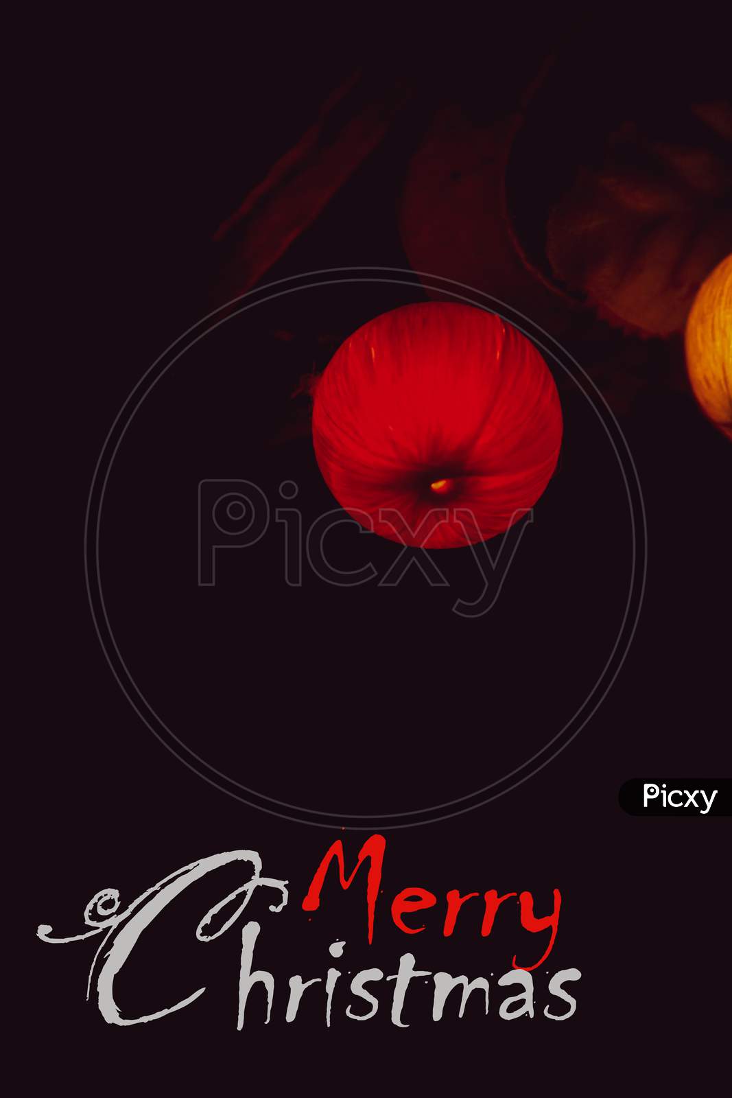 Merry Christmas wish card lantern on a black background