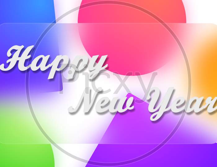 Happy New Year Background With Nice Colorful Patterns, 2021 New Year Text Background, 4K High Quality , 3D Render