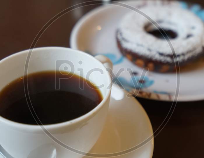 Black Coffee with Donut