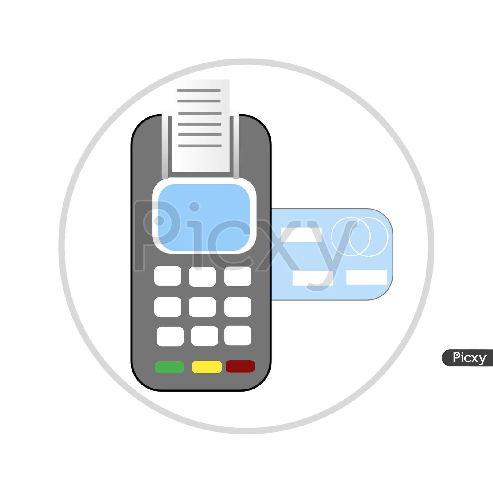 Pos terminal icon with card in flat design