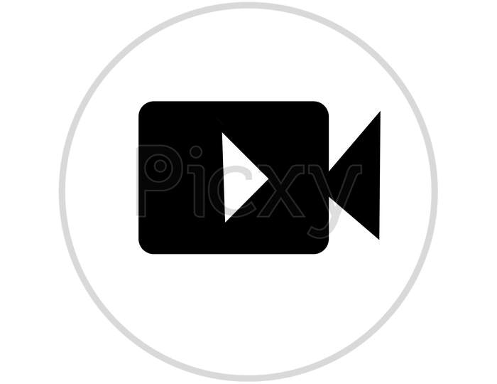 Video Button With White Background And Play Button.