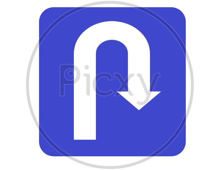 Turn Back Traffic Sign Isolated With White Background.