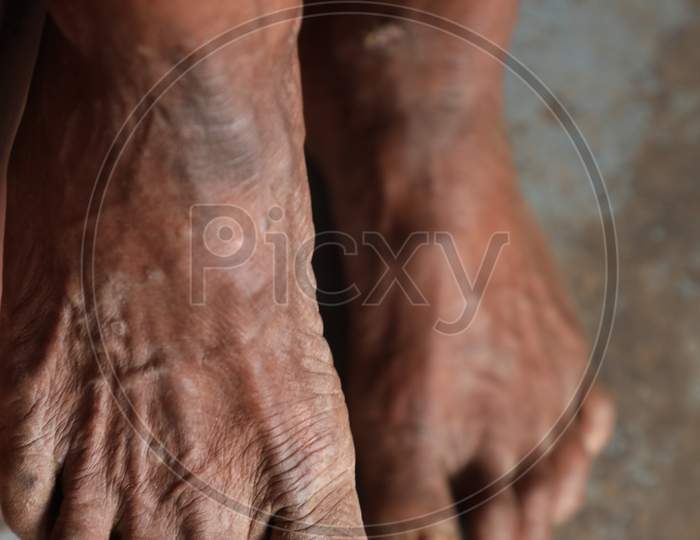 Old men Foot closeup