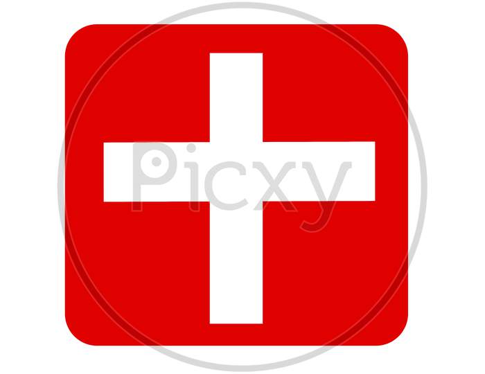 First Aid Box Sign With White Background,