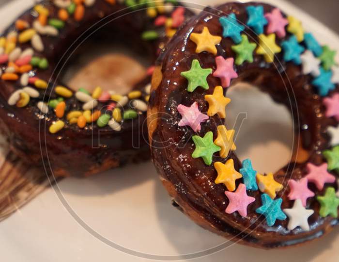 Colorful sweet Chocolate Donuts