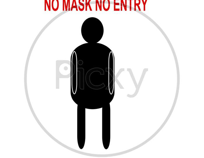 No Mask No Entry Write With Man Is Standing With White Background.