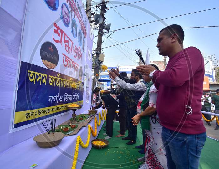 People paid homage to the five persons including a 17-year-old student, who lost their lives in the massive  CAA protests  last year  in Nagaon District of Assam  on Dec 11,2020