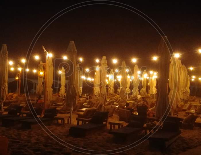 Party Lounge at sea beach, Bars and restaurants at coast area