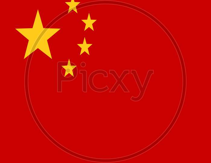 Chinese Flag With Red Background And Five Golden Colour Star.